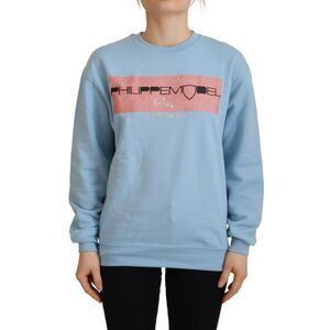 Philippe Model Light Blue Logo Printed Long Sleeves Women's Sweater